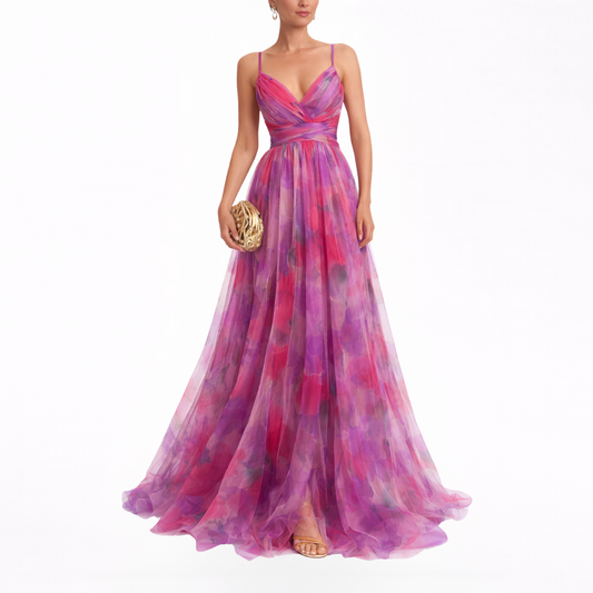 Giselle | Vestido largo con estampado floral encantador