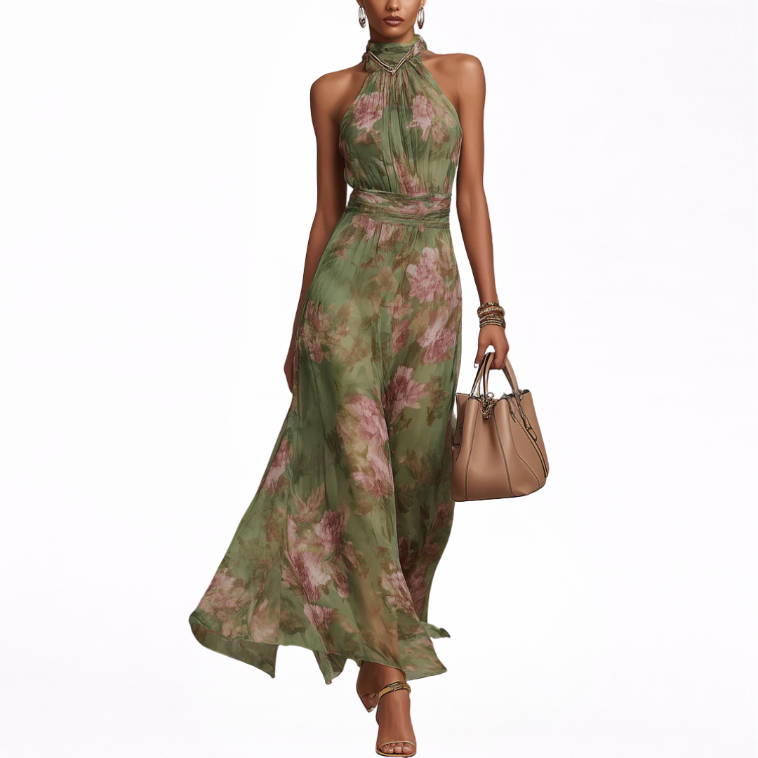 Livia | Vestido largo halter floral