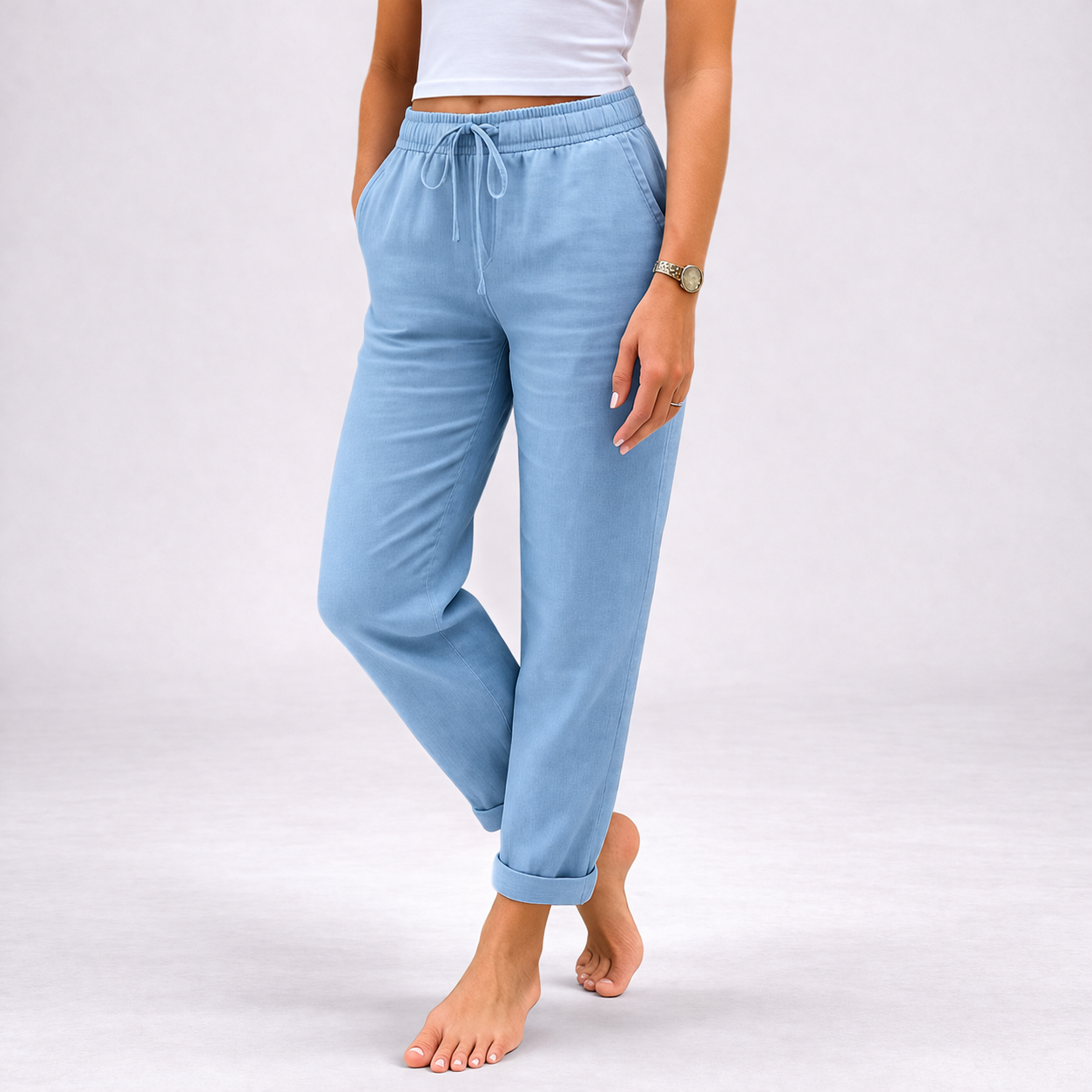 Anne | Pantalon Extensible en Lin Respirant de Première Qualité