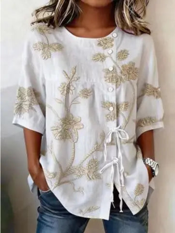 Célestina | Chemise Fleurie Élégante