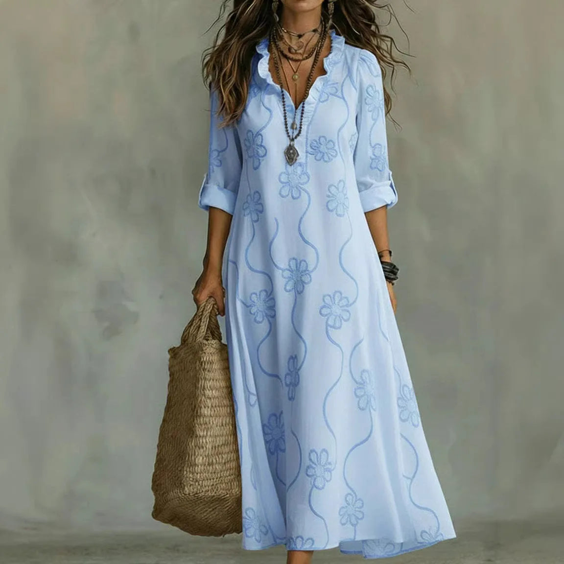 Robe Longue d'Été à Fleurs Sienna