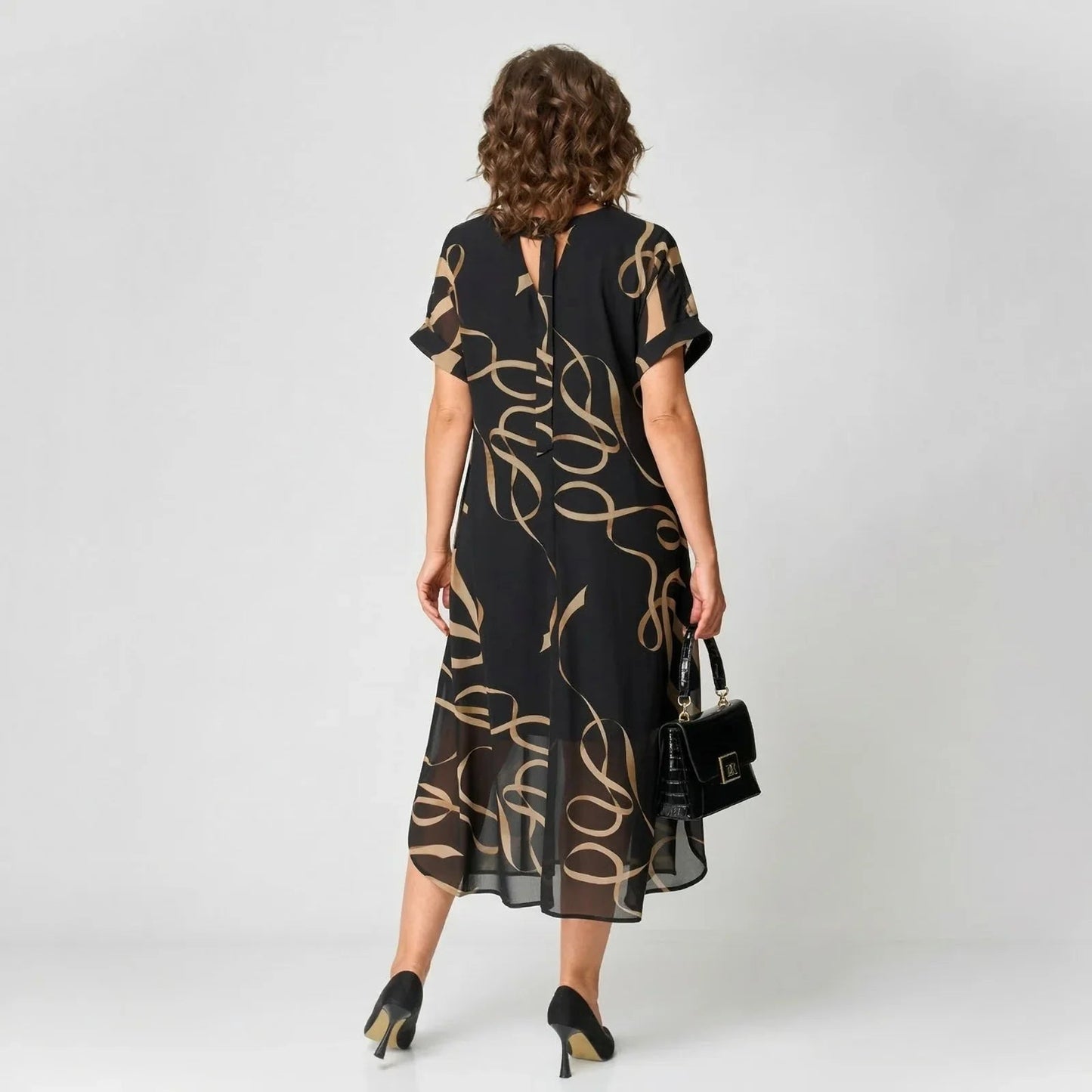 Robe Francesca™ avec Volant et Imprimé Doré