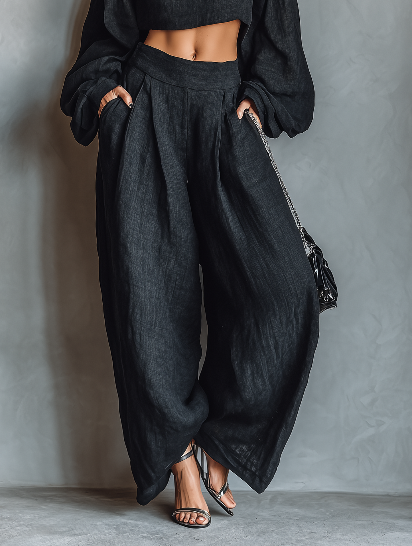 Tess | Ensemble Pantalon Large à Épaules Dénudées