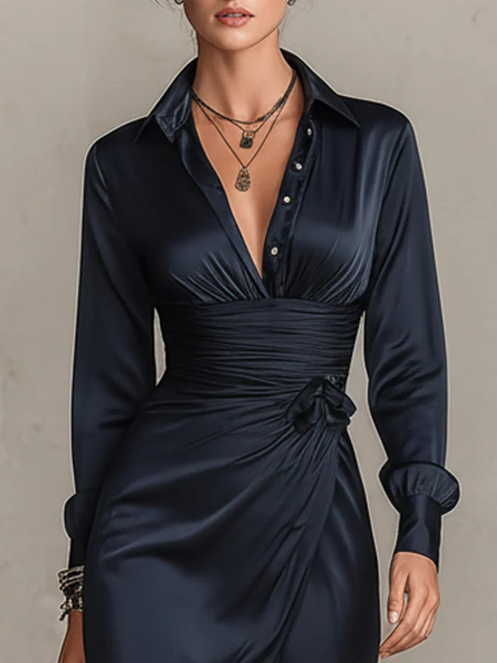 Marielle | Robe Courte en Satin Avec Détail Nœud