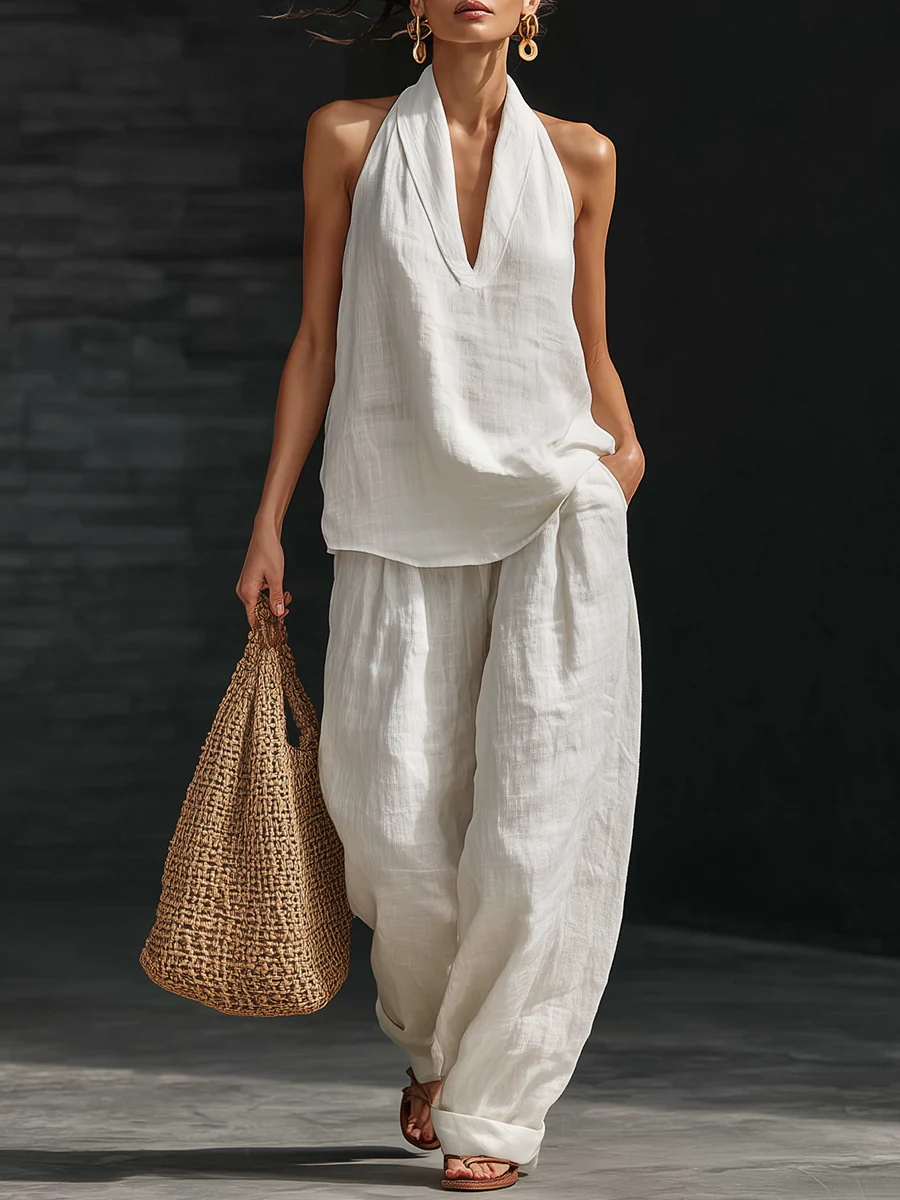 Zoë™ | Ensemble Sans Manches avec Pantalons Larges
