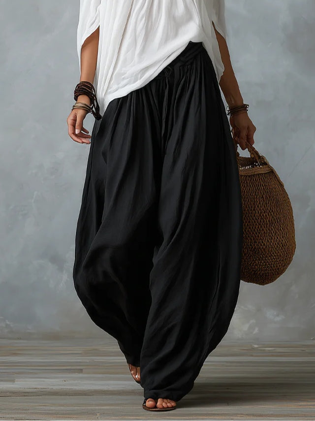 Ensemble Blanc : Top Épaules Dénudées et Pantalon Lanterne Ample