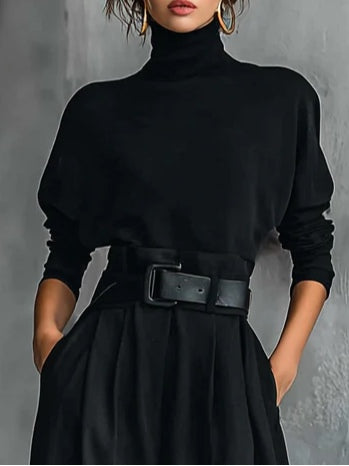 Lisa | Ensemble 2 Pièces Noir Avec Ceinture