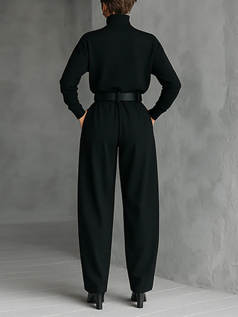 Lisa | Ensemble 2 Pièces Noir Avec Ceinture