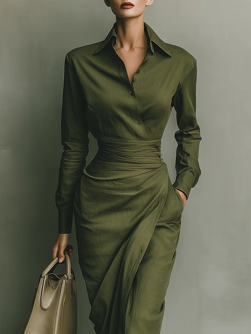 Noelia | Robe Longue Vert Militaire