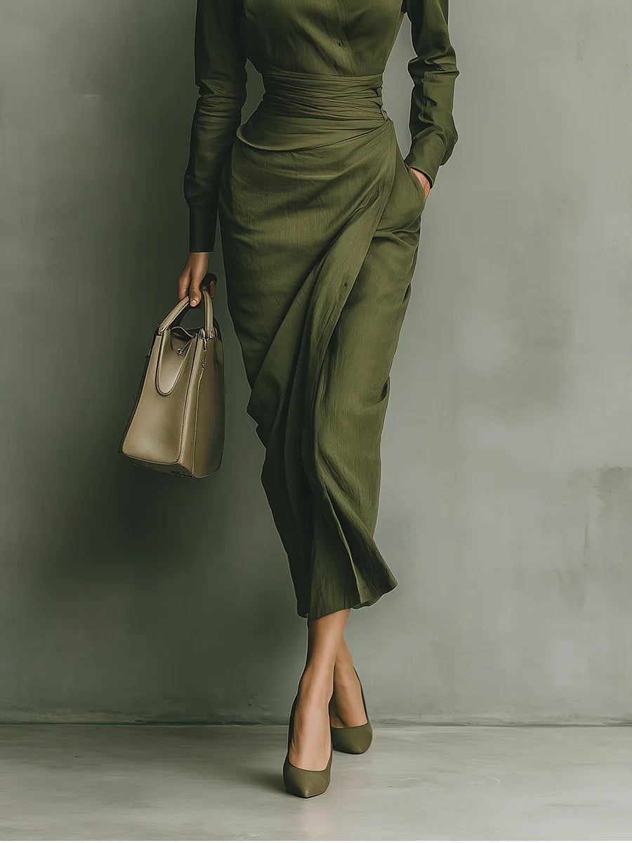 Noelia | Robe Longue Vert Militaire