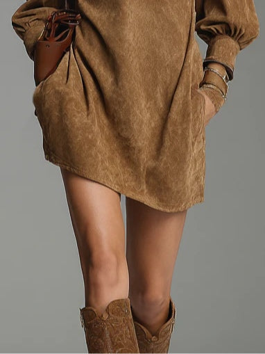 Lucienne | Robe Zippée en Daim à la Coupe Ample