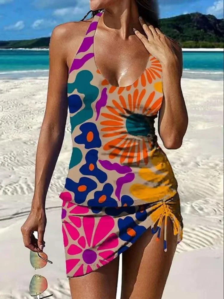 Fiesta | Tankini à imprimé floral avec short intégré pour un effet ventre plat