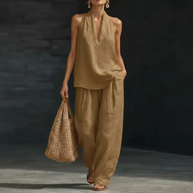 Ainhoa | Ensemble Deux Pièces à la Texture lin