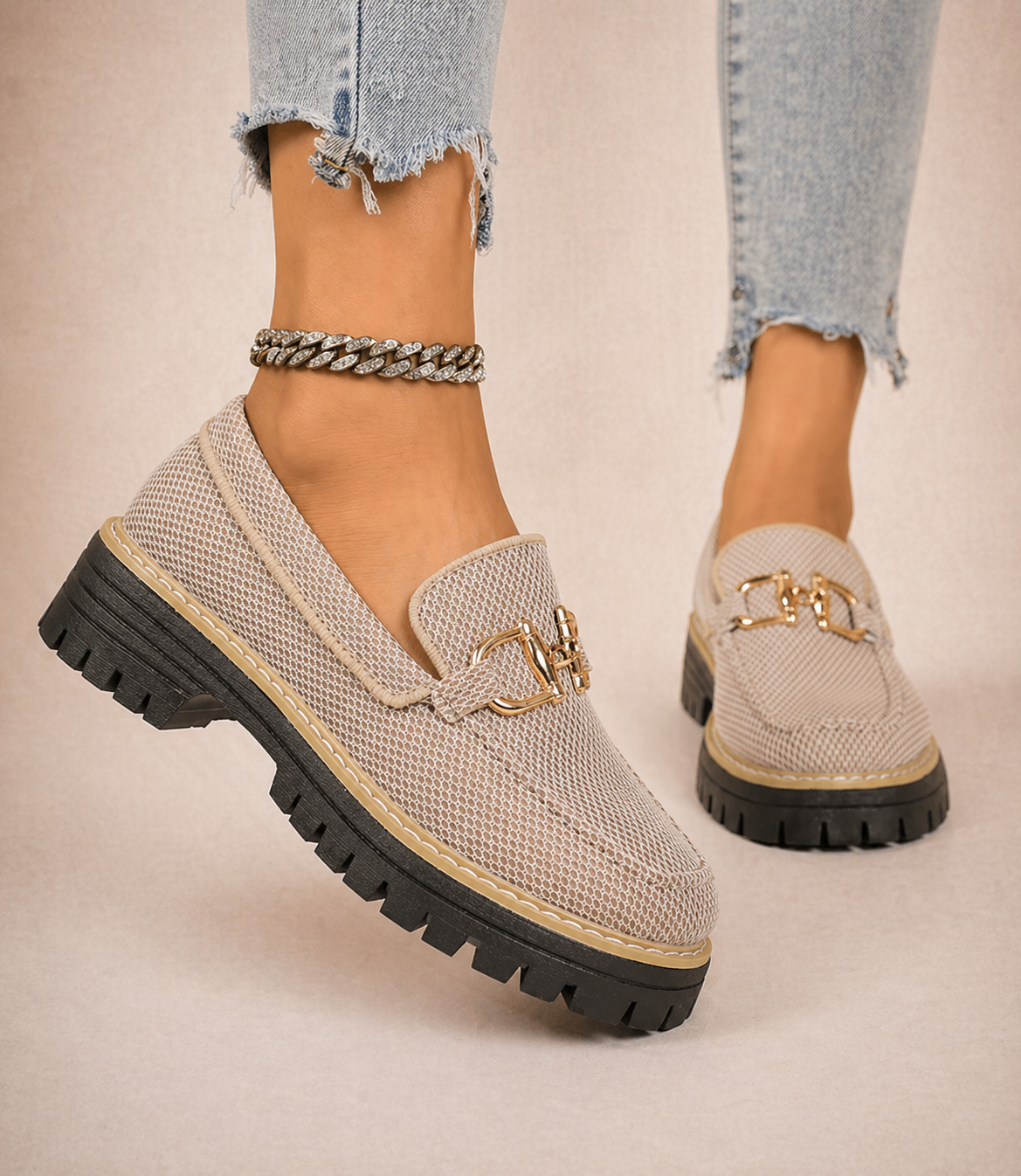 Romina - Mocassins en Maille Respirante Avec Semelles Épaisses