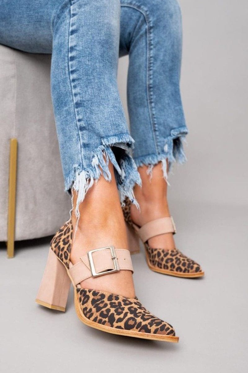 Ilana | Chaussures à Talons Larges Avec un Imprimé Léopard Saisissant