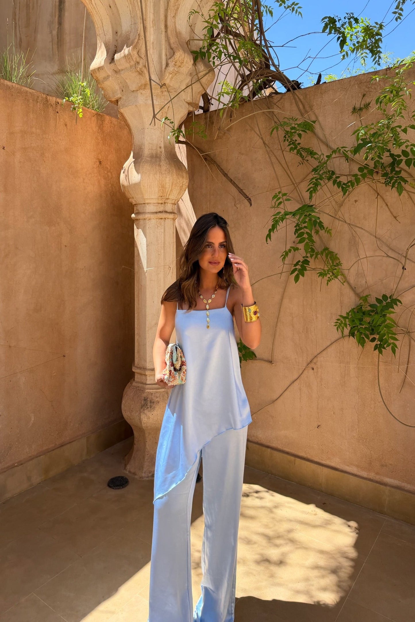 Ensemble en Satin Bleu Ciel