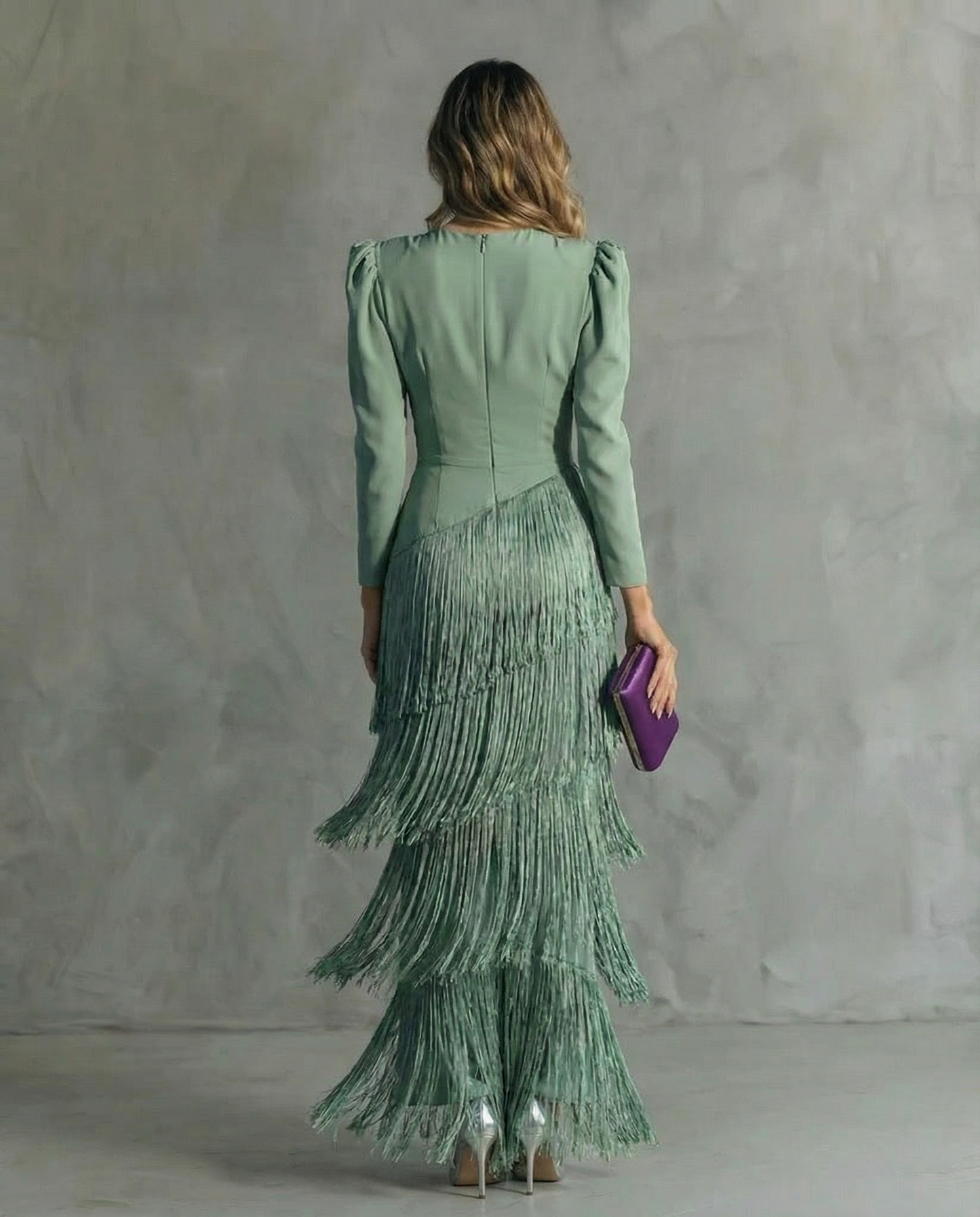 VESTIDO FLECOS SALVIA