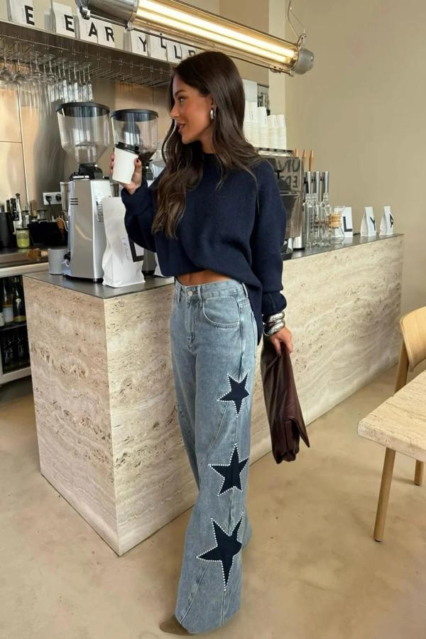 Pantalon Chic à Étoiles