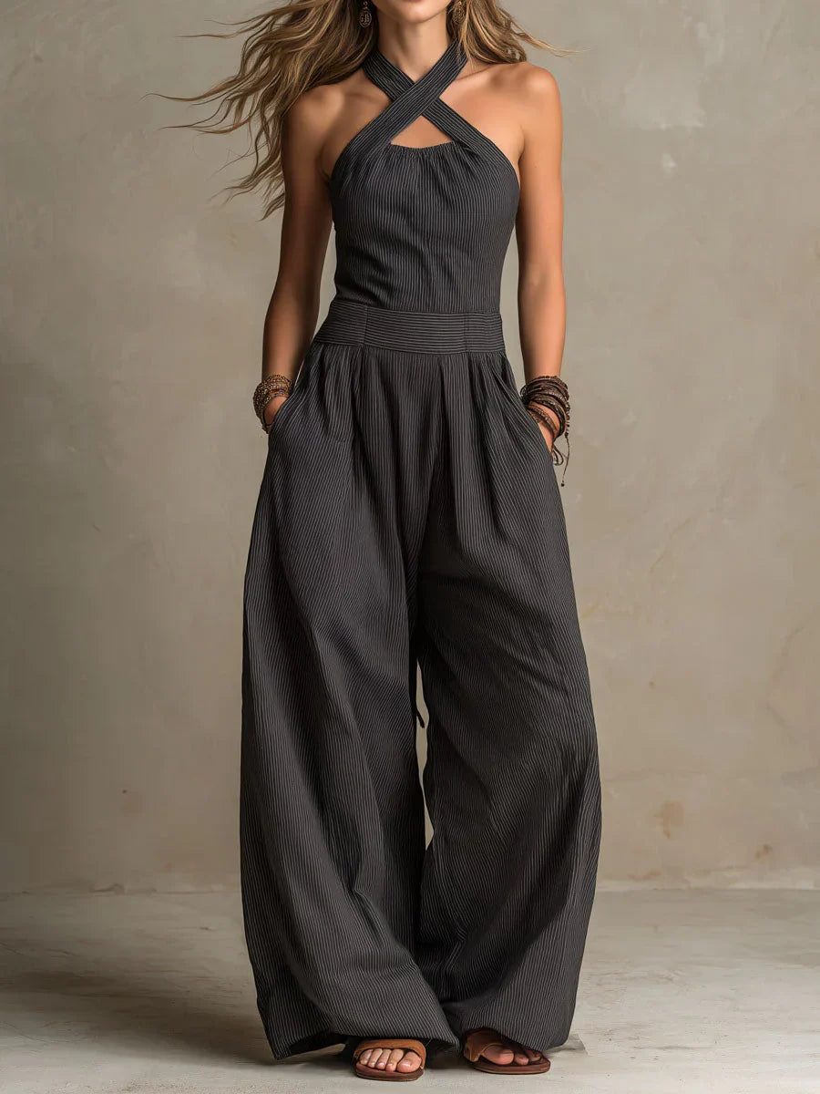 Bianca Jumpsuit with Crossover Neckline