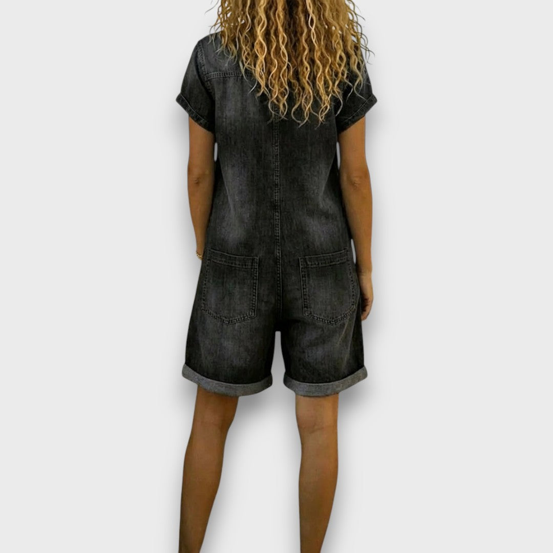 Sofia - Salopette Vintage en Coton Effet Denim