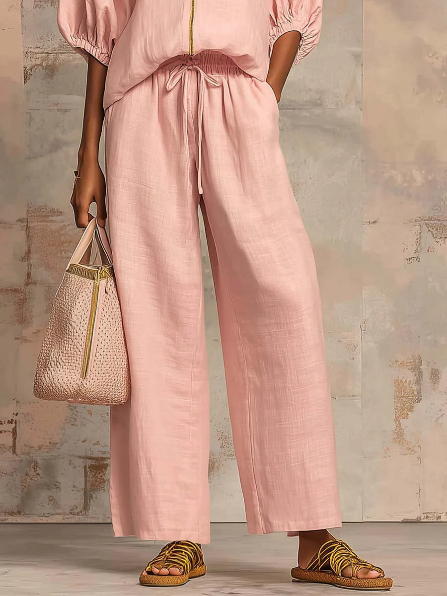 Alba | Ensemble Deux Pièces : Chemise Style Décontracté et Pantalon à Jambes Larges
