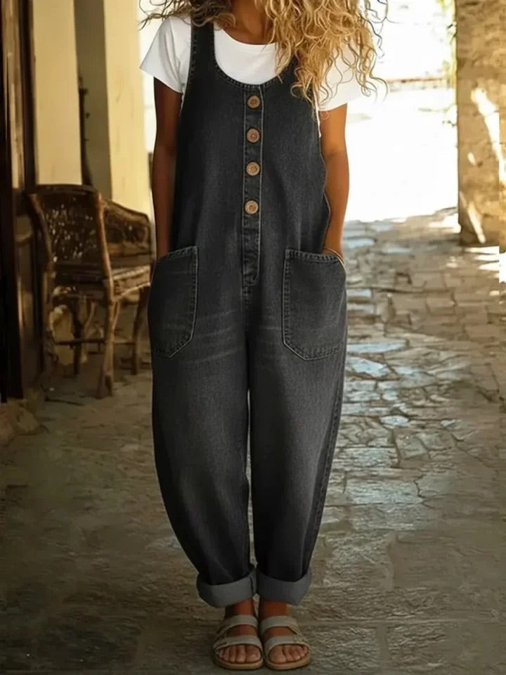 Combinaison Valentina en Denim de Coton Délavé Style Vintage