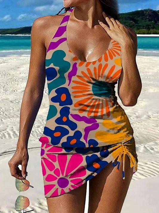 Fiesta | Tankini à imprimé floral avec short intégré pour un effet ventre plat